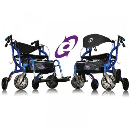 Airgo® Fusion Side-Fold Rollator + Transporter - Pacific Blue