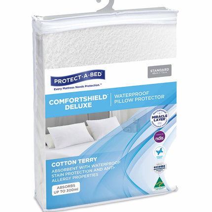 Comfortshield Deluxe Cotton Terry Fitted Waterproof Pillow Protector
