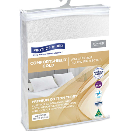 Comfortshield Gold Cotton Terry Fitted Waterproof Pillow Protector