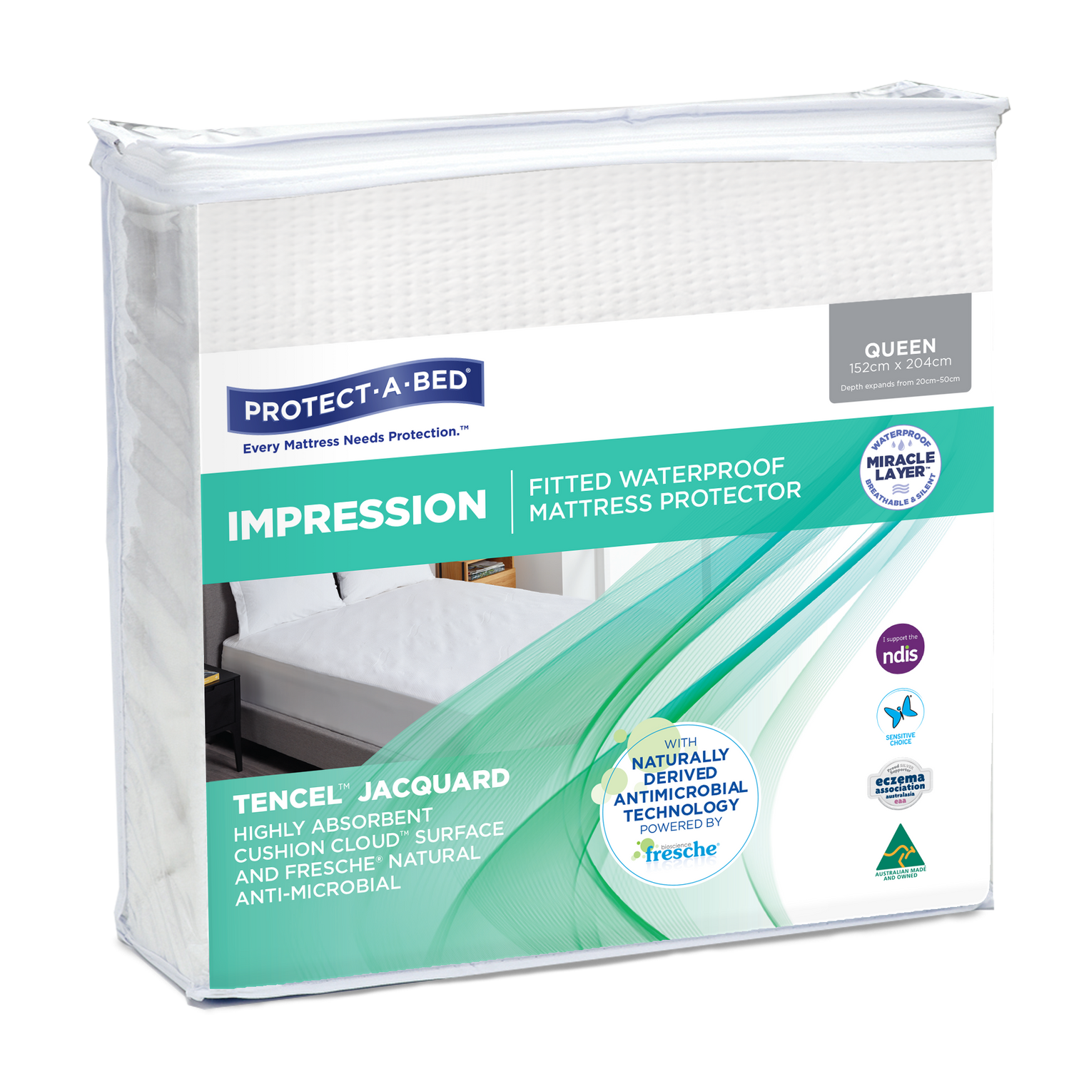 Impression TENCEL™ Jacquard Fitted Waterproof Mattress Protector – Back ...