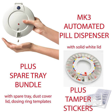 Automatic Pill Dispenser MK3 Pharmacy Bundle with Spare tray + Stickers