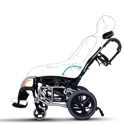 Karma VIP 2 Tilt & Recline Transit Wheelchair (14in Rear Wheels)